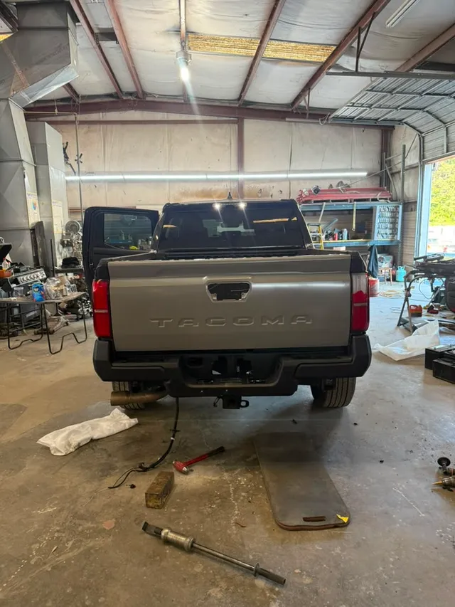 Silver truck — bumper progress — Stop N Go auto body & paint, Stone Mountain GA