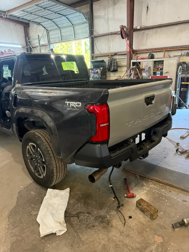 Silver truck — bumper after — Stop N Go auto body & paint, Stone Mountain GA