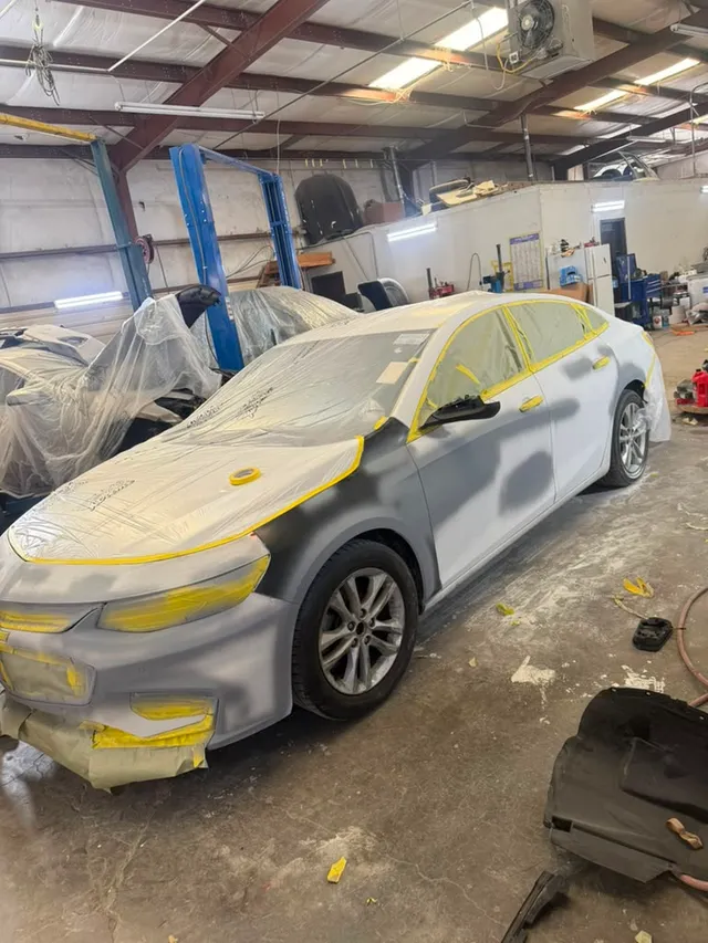 Gray sedan — painting progress — Stop N Go auto body & paint, Stone Mountain GA