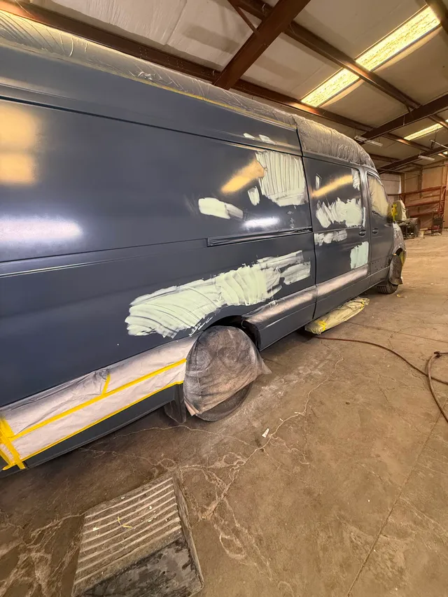 Gray van — painting progress — Stop N Go auto body & paint, Stone Mountain GA