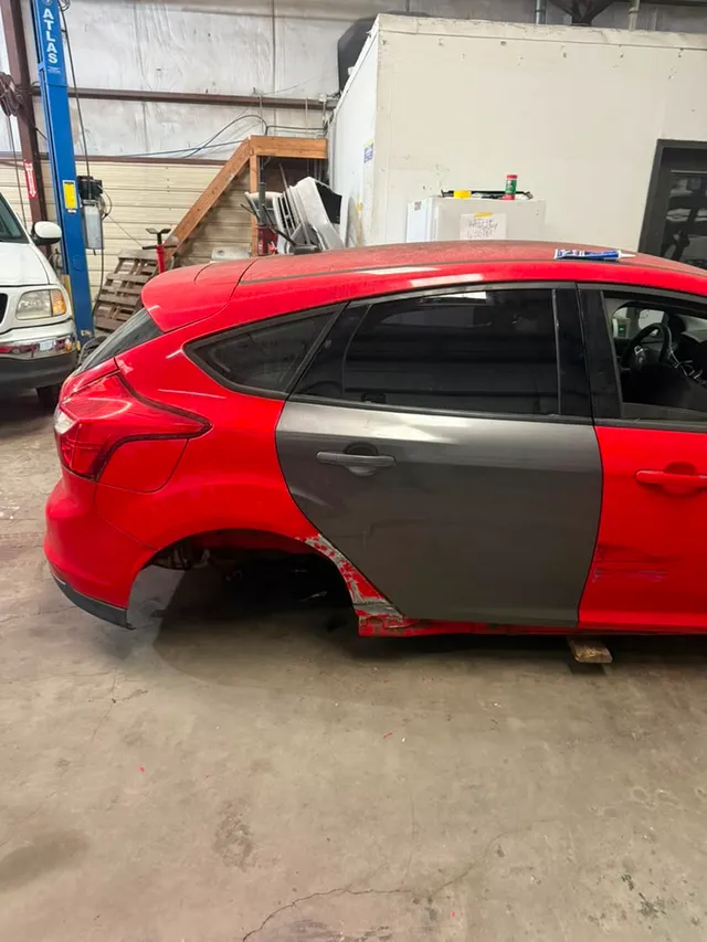 Red sedan — painting before — Stop N Go auto body & paint, Stone Mountain GA