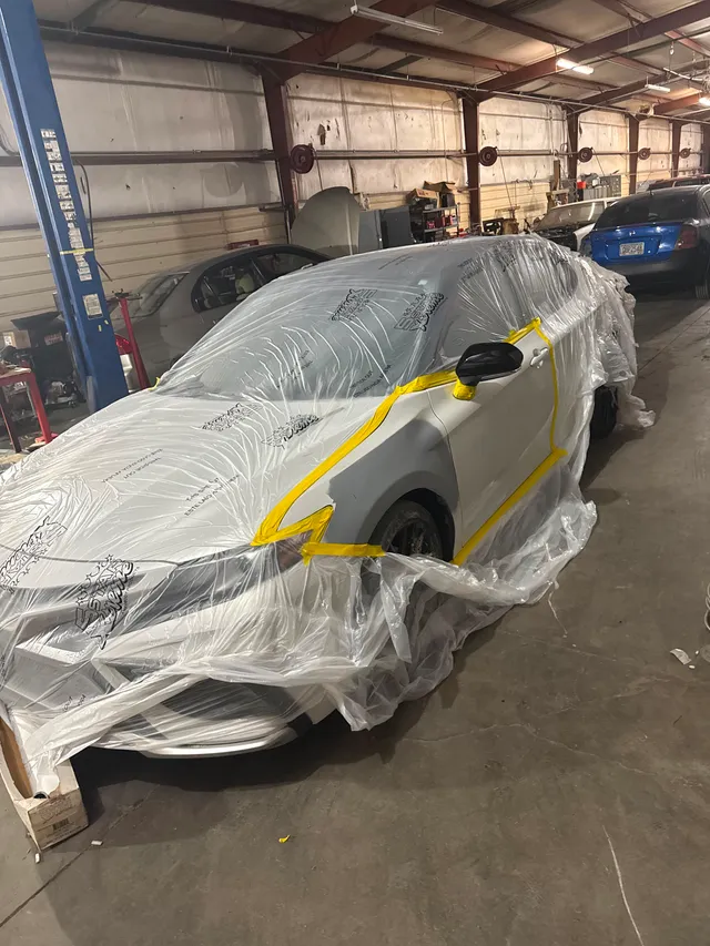 Silver sedan — painting before — Stop N Go auto body & paint, Stone Mountain GA