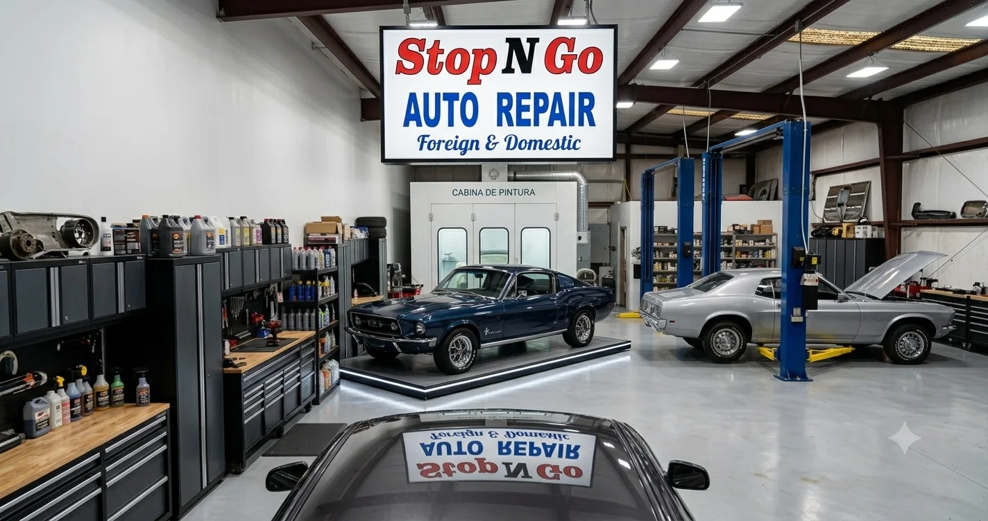 Inside the Stop N Go auto body and paint shop in Stone Mountain